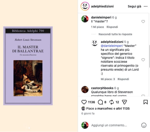 Libro di Adelphi su Instagram